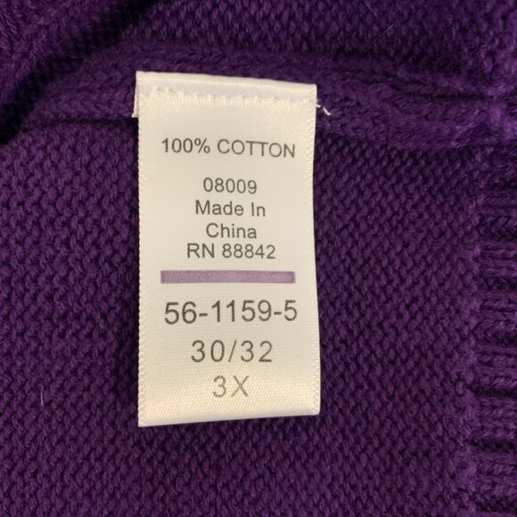 Woman Within Cardigan Sweater 3X 30 32 NWOT Purple Cable Knit Long Sleeve Button - Picture 8 of 13